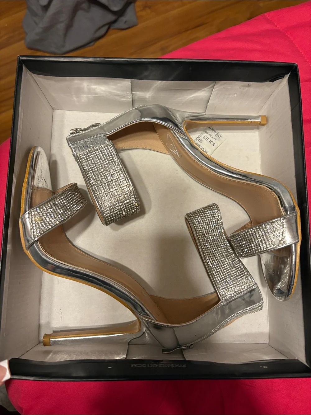 Windsor Silver Rhinestone Strap Stiletto Sandals
